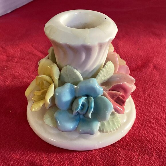 VINTAGE PORCELAIN FLORAL Candle Stick Holder - Picture 1 of 1